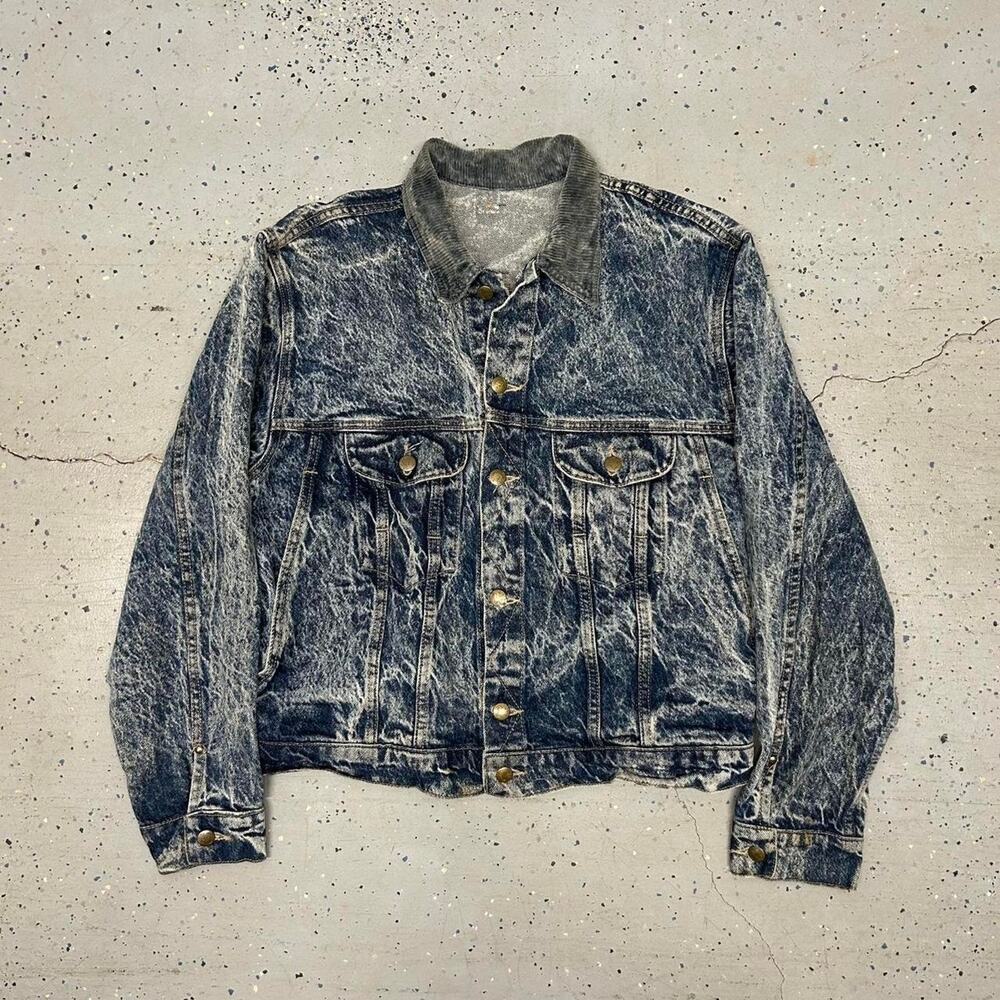 VTG 80s/90s Red Camel Blue acid wash Corduroy collar denim jacket